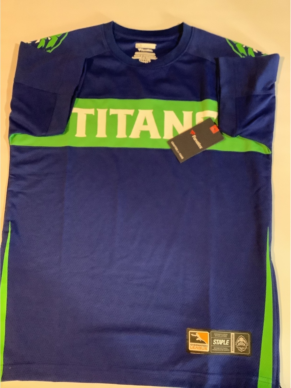 Overwatch League Grandmaster Titans Blue and Green Gaming Jersey Medium